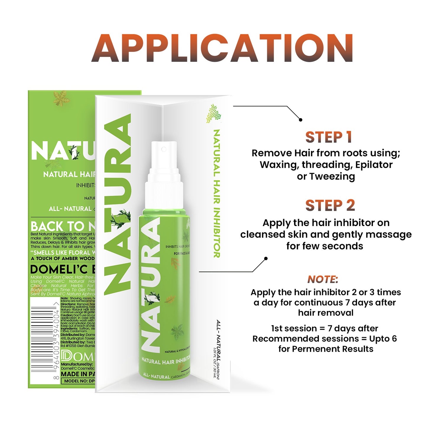 application of single hair removal spray: permanent hair removal
