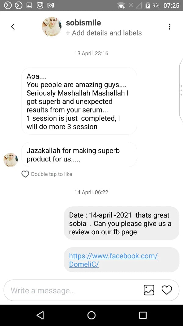 WhatsApp Customer Review Chat Screenshot