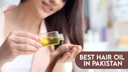 An image showcasing a bottle of premium hair oil from Pakistan with a label that reads 'Orquez Hair Oil.