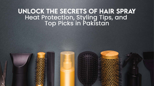 Image featuring a variety of hair spray bottles, showcasing options for heat protection and styling available in Pakistan.