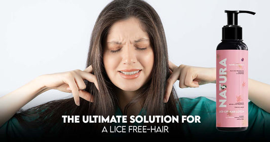 Frustrated woman using lice treatment lotion for a lice-free scalp