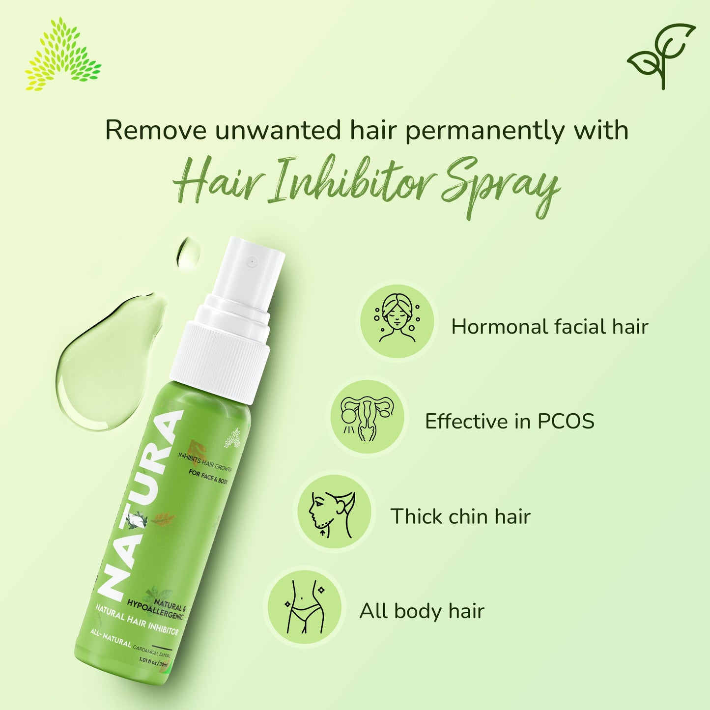 DomeliC Natural Hair Inhibitor - Permanent Hair Removal Spray