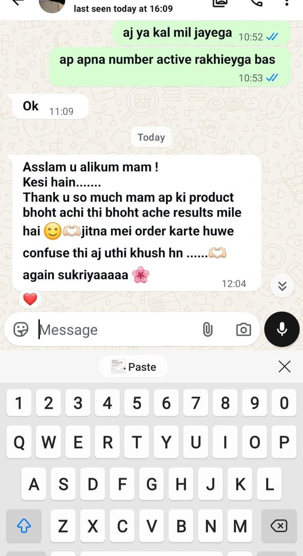WhatsApp Customer Review Chat Screenshot