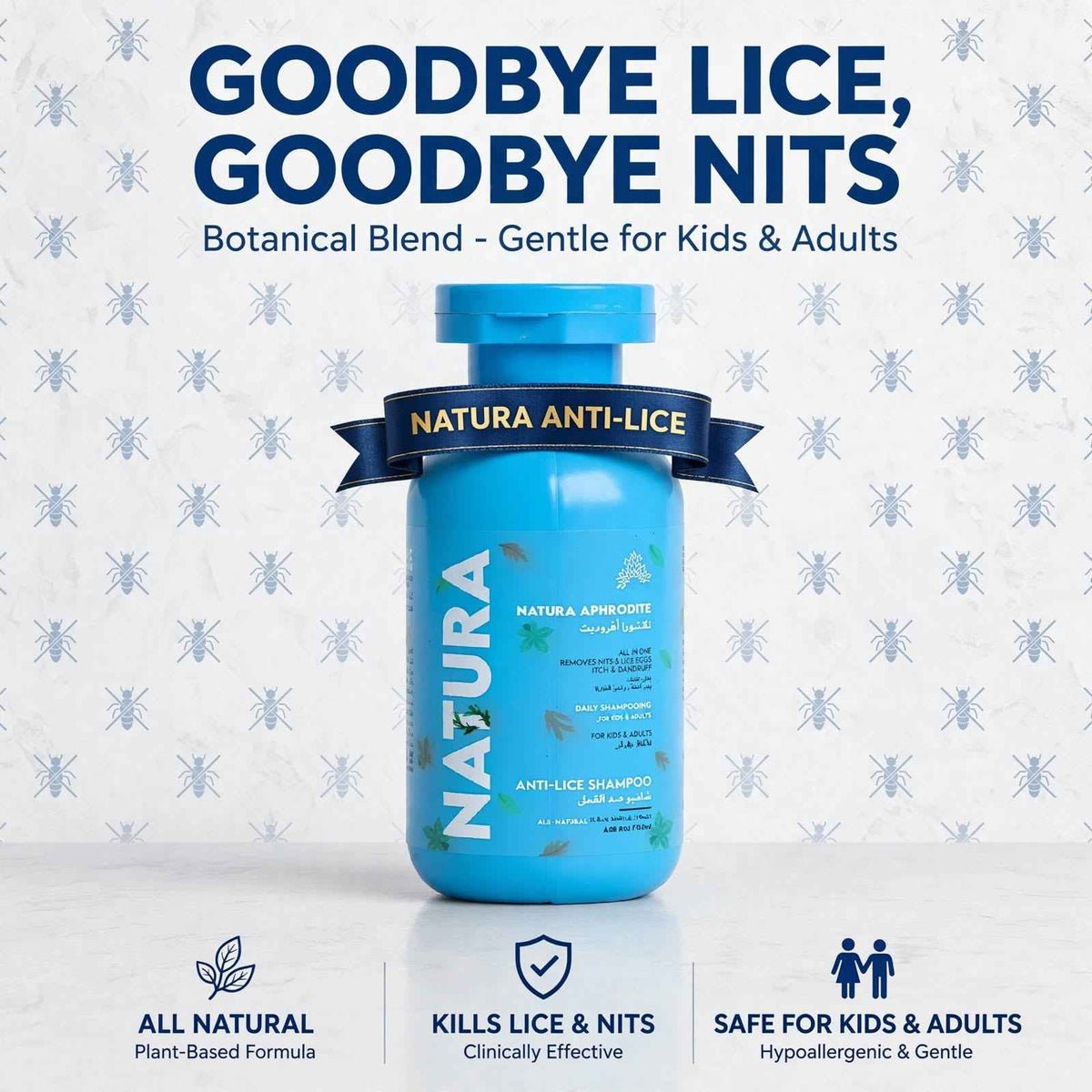 Lice & Nits Treatment Shampoo with Comb Brush | Safe for Kids & Adults